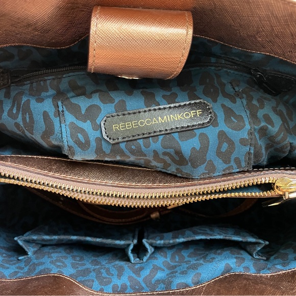 Rebecca Minkoff Amorous Saffiano Leather Satchel Tote Rose Gold Bag - Picture 5 of 6